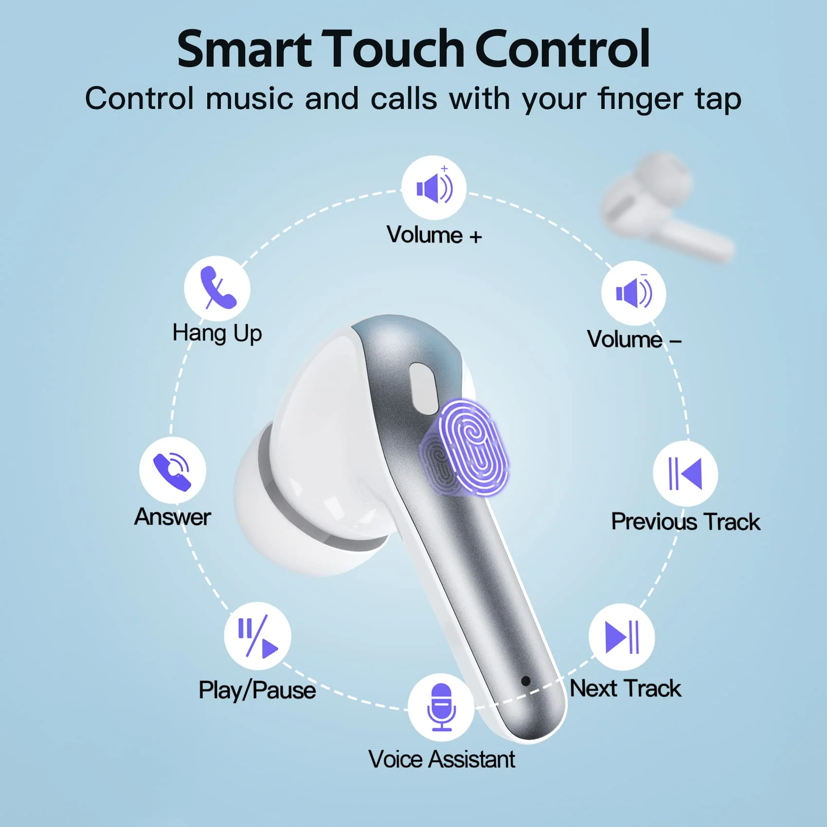 TAGRY Bluetooth Headphones True Wireless Earbuds 60H Playback LED Power Display Earphones with Wireless Charging Case IPX5 Waterproof in-Ear Earbuds with Mic for TV Smart Phone Computer Laptop Sports - Image 5