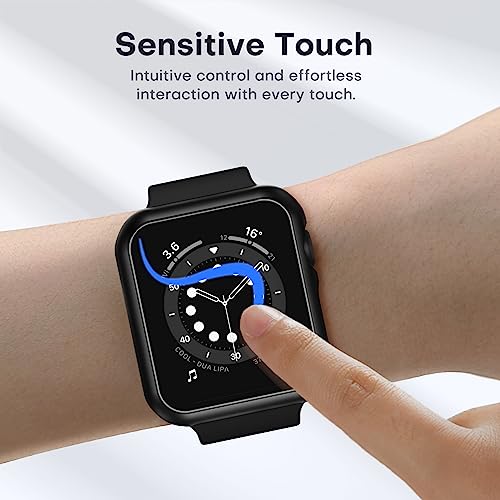 TAURI 2 Pack Hard Case Compatible for Apple Watch Series 3/2/1 42mm Built-in 9H Tempered Glass Screen Protector Slim Bumper Touch Sensitive Full Protective Cover Compatible for iWatch 42mm - Black - Image 5