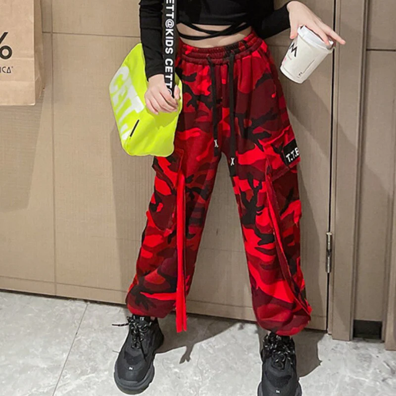 Teenage Girls Cargo Pants Autumn Camouflage Sport Casual Trousers for Children Trendy Cool All-match Loose Kids Pants 12 13 Year - Image 3