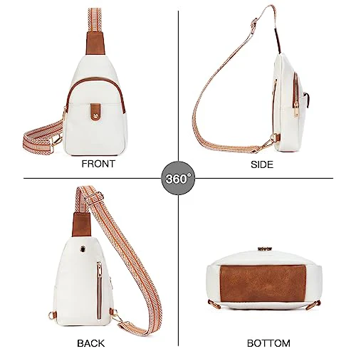 Telena Sling Bag for Women Crossbody Fanny Pack Vegan Leather Sling Chest Bag for Women Beige Brown - Image 2