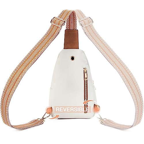 Telena Sling Bag for Women Crossbody Fanny Pack Vegan Leather Sling Chest Bag for Women Beige Brown - Image 3