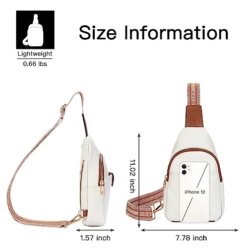 Telena Sling Bag for Women Crossbody Fanny Pack Vegan Leather Sling Chest Bag for Women Beige Brown - Image 4
