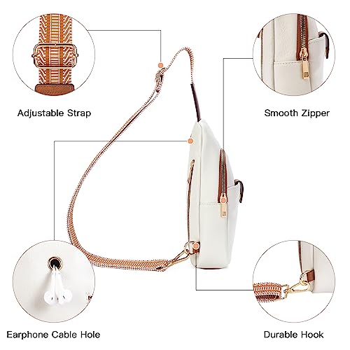 Telena Sling Bag for Women Crossbody Fanny Pack Vegan Leather Sling Chest Bag for Women Beige Brown - Image 5