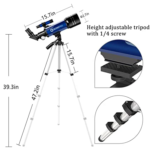 Telescope for Kids Beginners Adults, 70mm Astronomy Refractor Telescope with Adjustable Tripod - Perfect Telescope Gift for Kids - Image 3