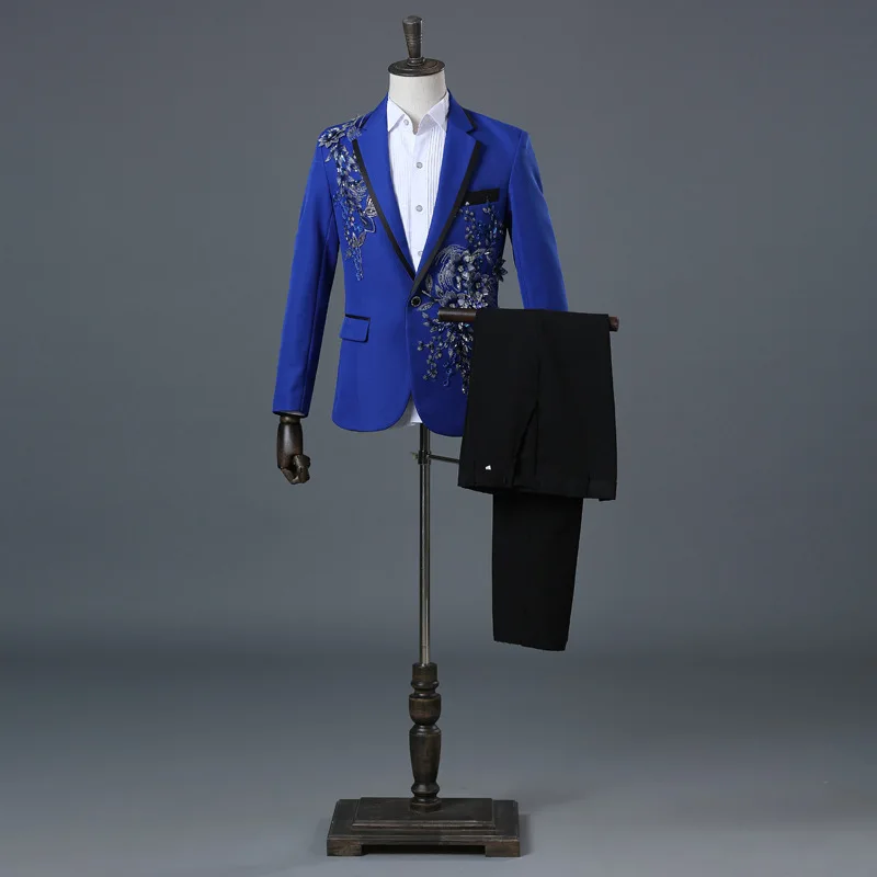 Temperament Gentleman Men's Suit Set Fashion Three Dimensional Marquetry Diamante Evening Dress Gorgeous Slim Groomsman Suits - Image 9