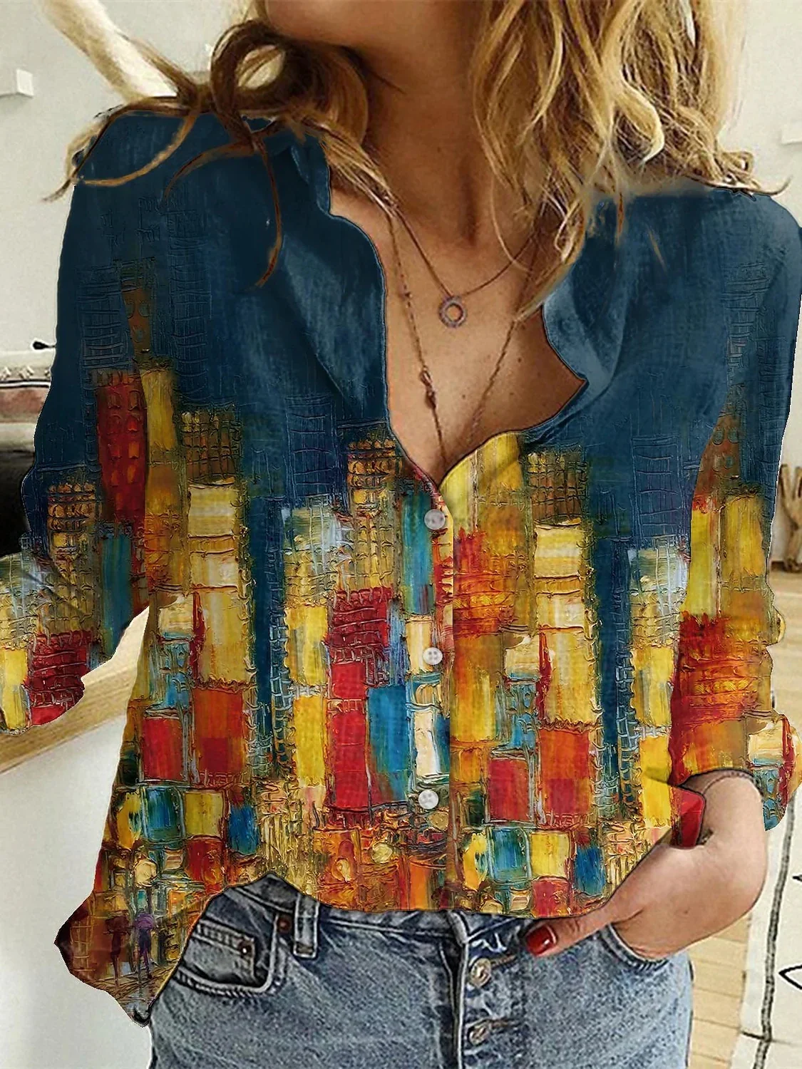 Temperament Loose Blouse Fashion Casual Woman Shirt Elegant Long Sleeve Shirt Woman Holiday Weekend Top - Image 2