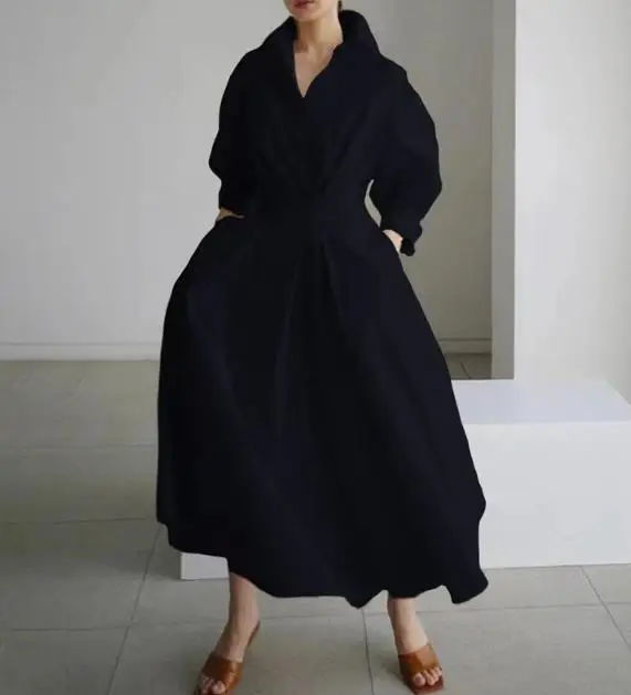 Temperament Summer Dresses for Women 2023 Fashion Leopard Print Long Sleeve Commuter Polo Large Swing long Elegant Dress Clothes - Image 10