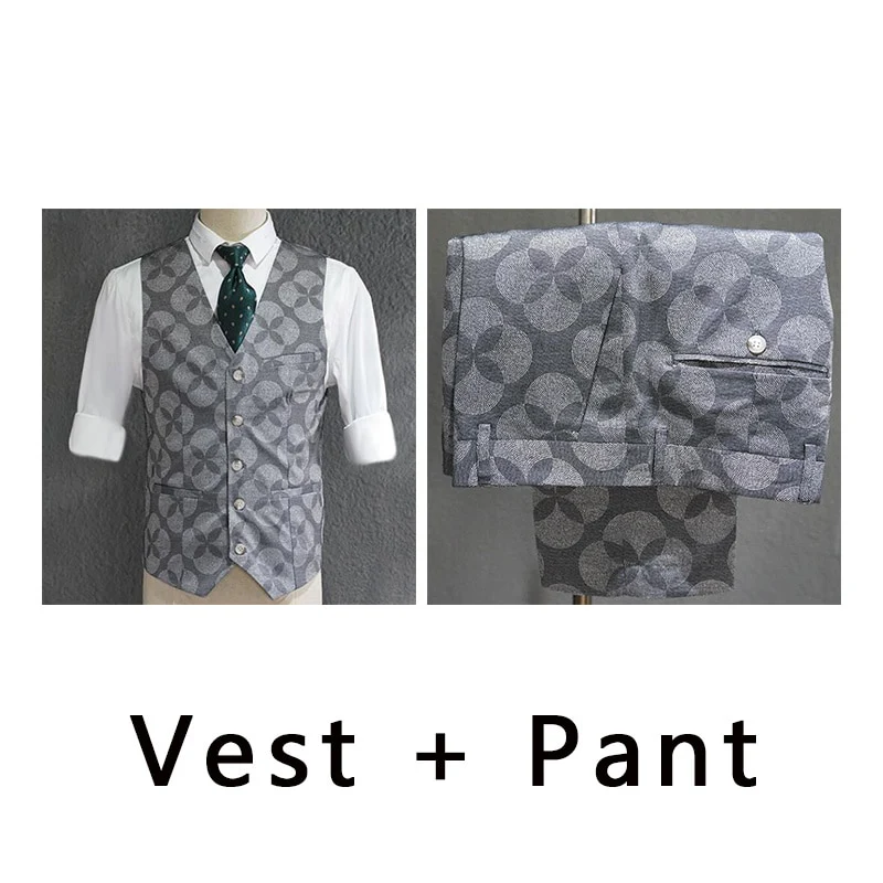 Ternos Masculino Suit Men Leisure Business Formal Dress Trend Print Bridegroom Wedding Dress British Style Smoking Homme Mariage - Image 3