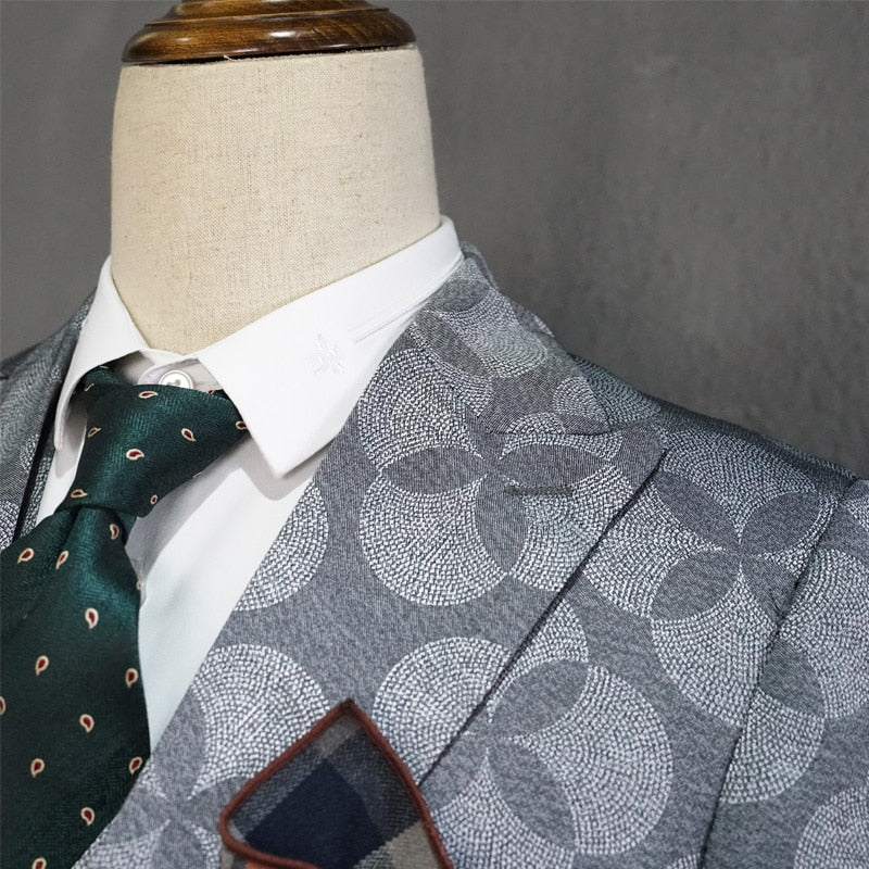 Ternos Masculino Suit Men Leisure Business Formal Dress Trend Print Bridegroom Wedding Dress British Style Smoking Homme Mariage - Image 7
