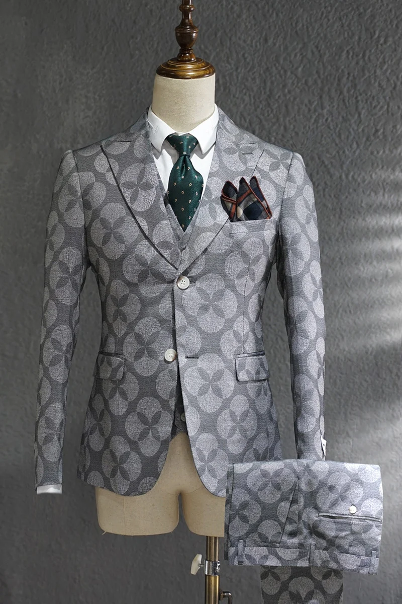 Ternos Masculino Suit Men Leisure Business Formal Dress Trend Print Bridegroom Wedding Dress British Style Smoking Homme Mariage - Image 9