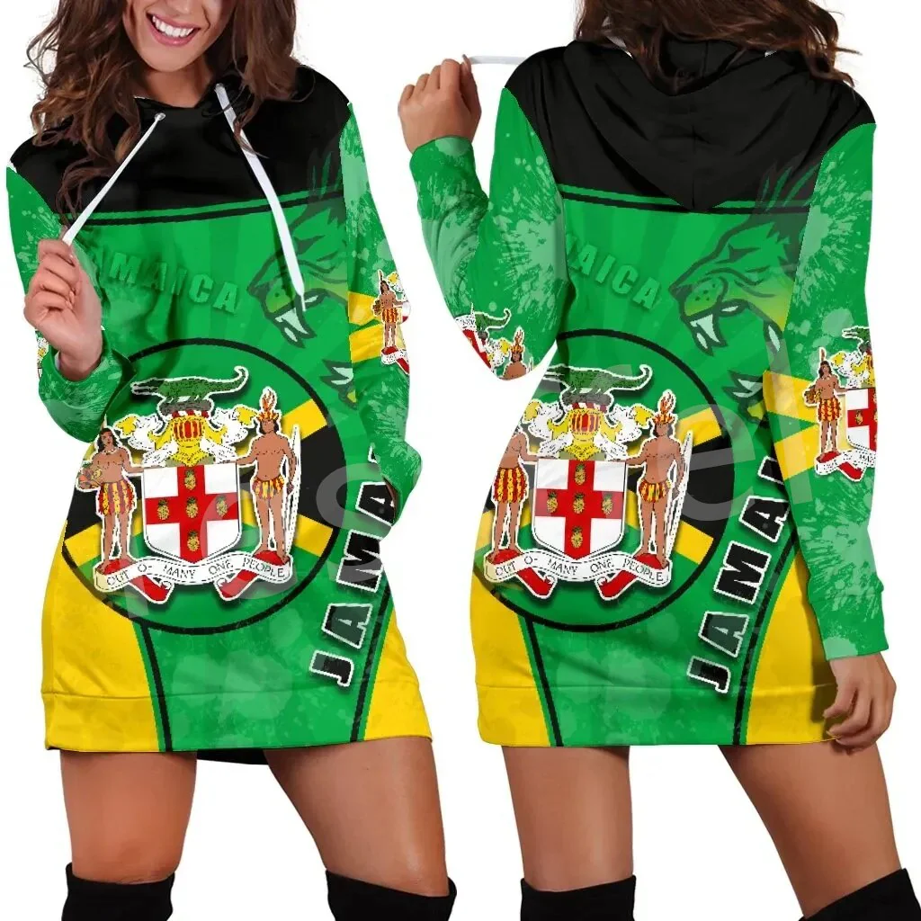 Tessffel NewFashion Country Reggae Jamaica Lion Emblem Retro Tattoo 3DPrint Pullover Sexy Women Hoodie Dress Funny Casual A1 - Image 10