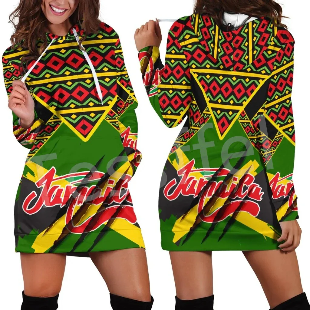 Tessffel NewFashion Country Reggae Jamaica Lion Emblem Retro Tattoo 3DPrint Pullover Sexy Women Hoodie Dress Funny Casual A1 - Image 4