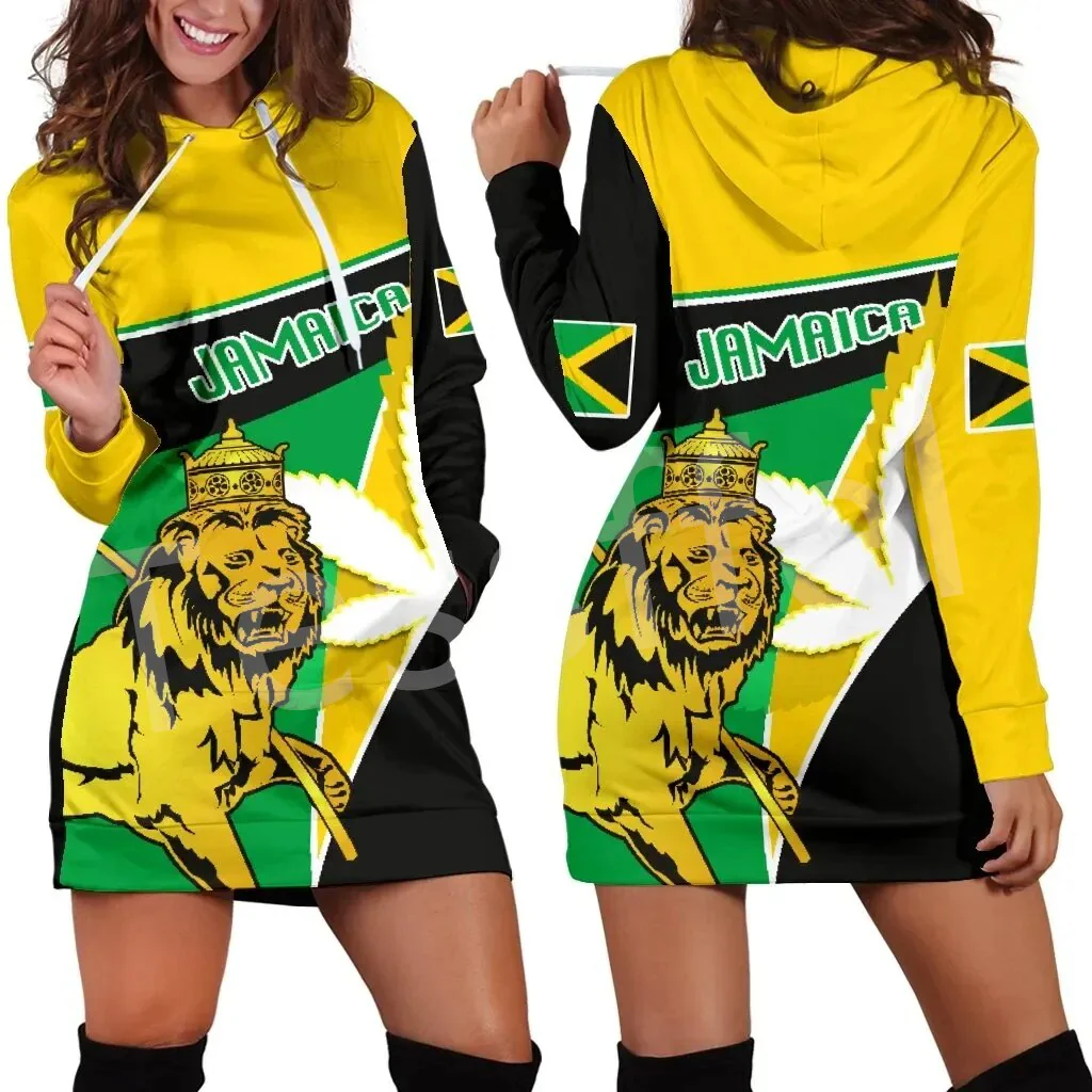 Tessffel NewFashion Country Reggae Jamaica Lion Emblem Retro Tattoo 3DPrint Pullover Sexy Women Hoodie Dress Funny Casual A1 - Image 8