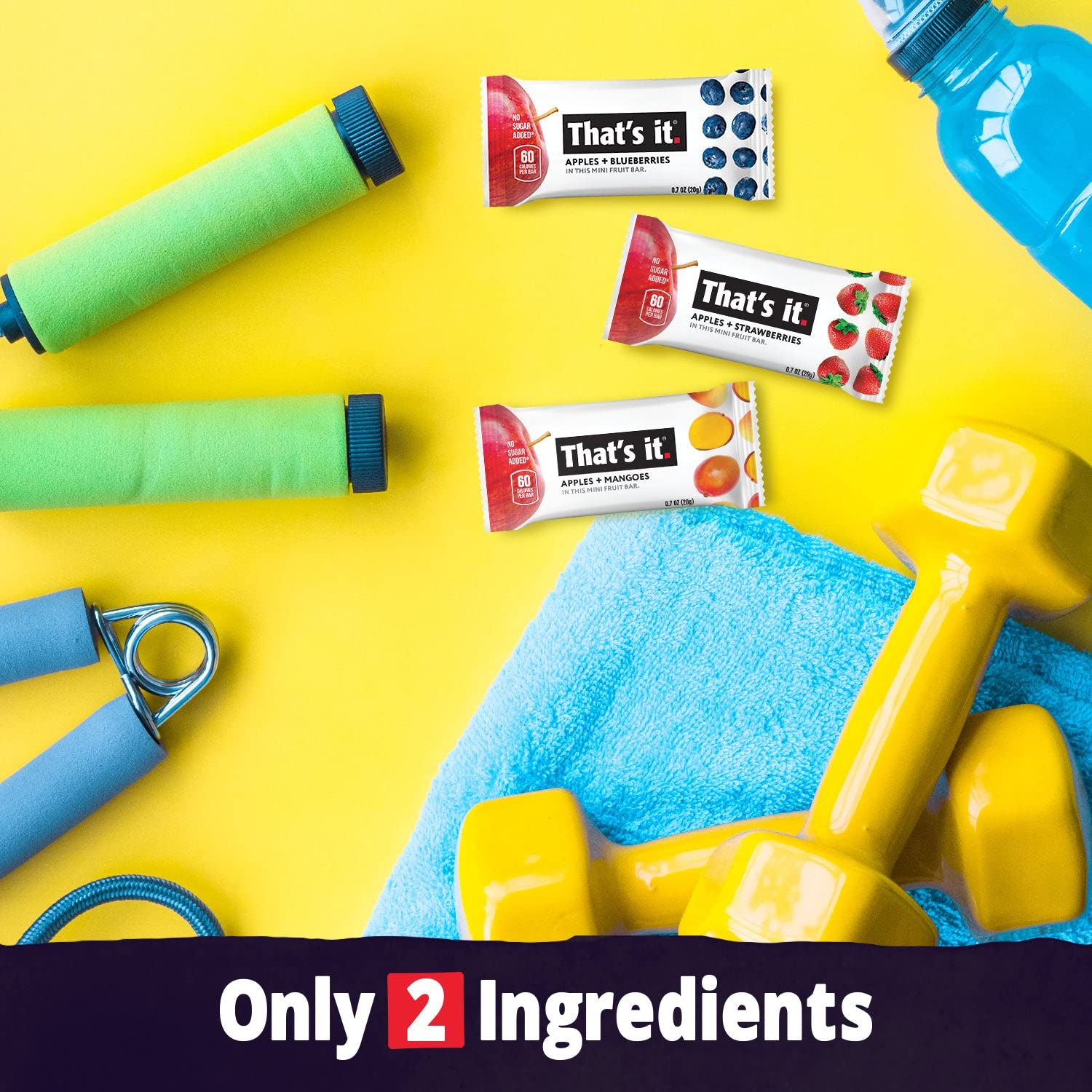 That's it. Mini Fruit Bars (Variety 24 Pack) No Sugar Added, Plant-Based, Vegan & Gluten Free, Breakfast Bar, Paleo, for Children & Adults, Non GMO, Fiber (8 Blueberry, 8 Strawberry, 8 Mango) - Image 4
