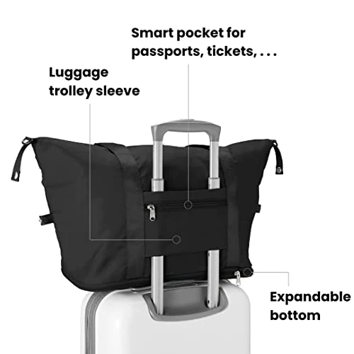The Foldie® Foldable Travel Bag for Women [LARGE CAPACITY] - Packable & Expandable Tote Bag with Zipper for Travel - Image 5
