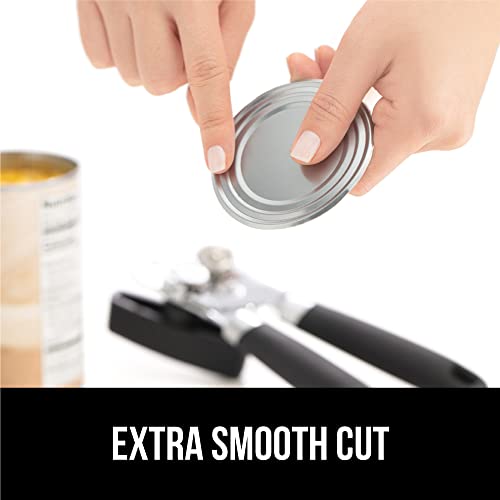 The Original Gorilla Grip Heavy Duty Stainless Steel Smooth Edge Manual Hand Held Can Opener With Soft Touch Handle, Rust Proof Oversized Handheld Easy Turn Knob, Large Lid Openers, Black - Image 4