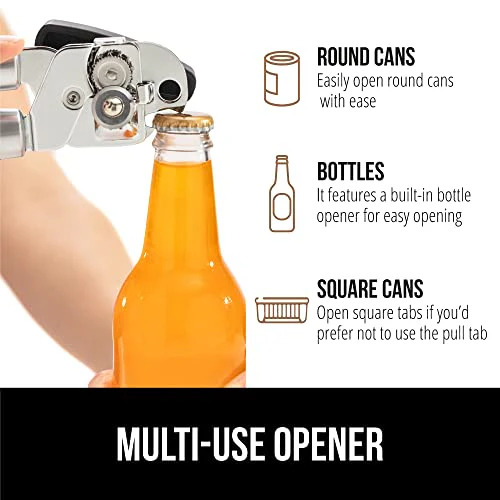 The Original Gorilla Grip Heavy Duty Stainless Steel Smooth Edge Manual Hand Held Can Opener With Soft Touch Handle, Rust Proof Oversized Handheld Easy Turn Knob, Large Lid Openers, Black - Image 5
