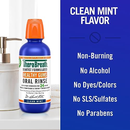 TheraBreath Healthy Gums Mouthwash, Clean Mint, Antigingivitis, Dentist Formulated, 16 Fl Oz (2-Pack) - Image 5