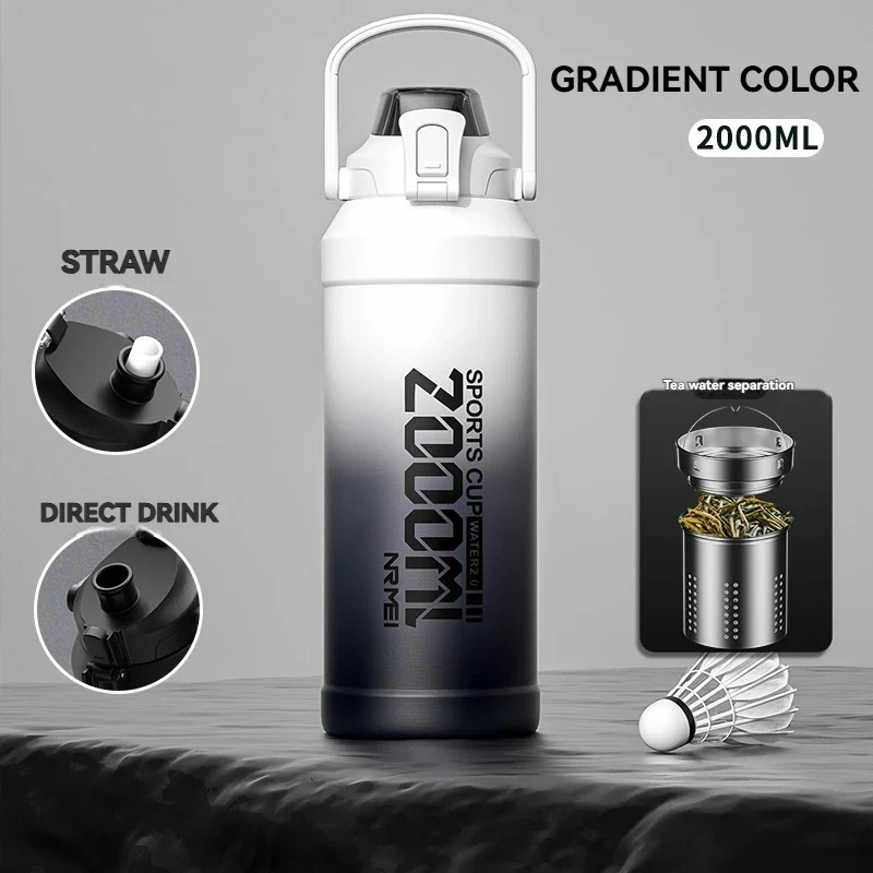 Thermos Water Bottle With Straw Handle Cup 316 Stainless Steel Flask Large Capacity Vacuum Insulated Tumbler - Image 16