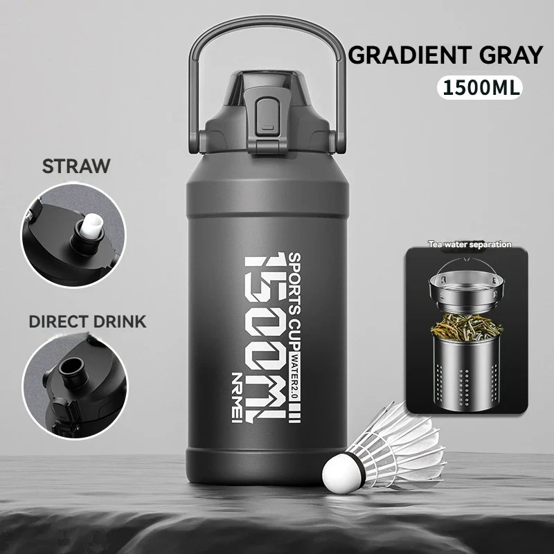 Thermos Water Bottle With Straw Handle Cup 316 Stainless Steel Flask Large Capacity Vacuum Insulated Tumbler - Image 20