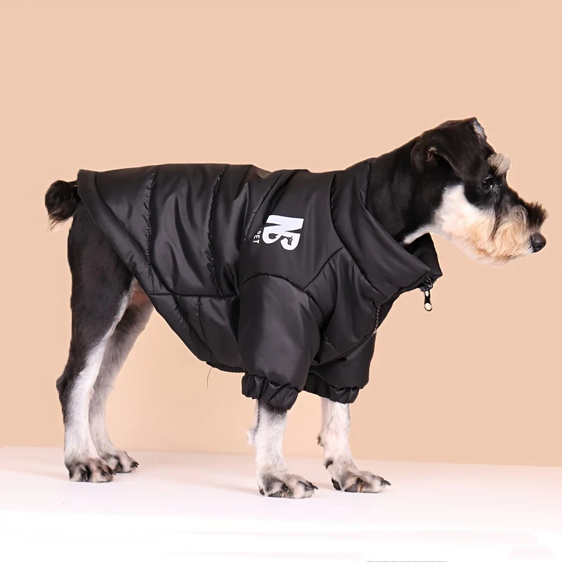 Thick Padded Winter Warm Dog Coat, Reflective Letter Graphic Jacket With Zip Up For Cold Seasons - Image 2