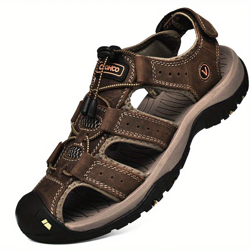 [Thick Sole Handmade Men's Sandals] Clohoo Brand Cowhide Rubber Thick Sole Handmade Casual Bag Head Men's Sandals - Image 10