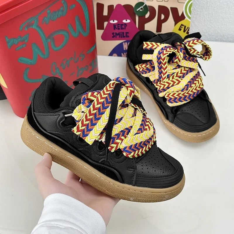 Thick-Soled Dad Shoes Men/women 2025 Summer Autumn Lace Up Clunky Sneaker Casual Skateboard Shoes Mixed Color Sport Shoes - Image 11