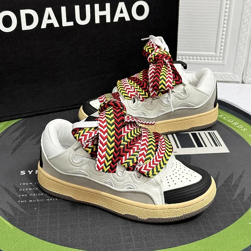 Thick-Soled Dad Shoes Men/women 2025 Summer Autumn Lace Up Clunky Sneaker Casual Skateboard Shoes Mixed Color Sport Shoes - Image 12