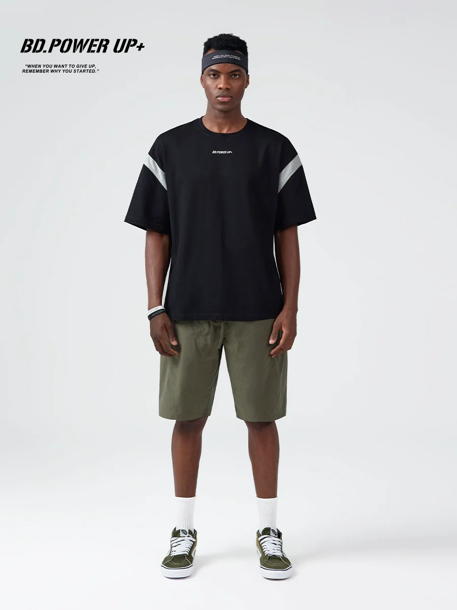 Thin Men's Minimalist Mesh Panel Black Loose Short Sleeves - Image 5