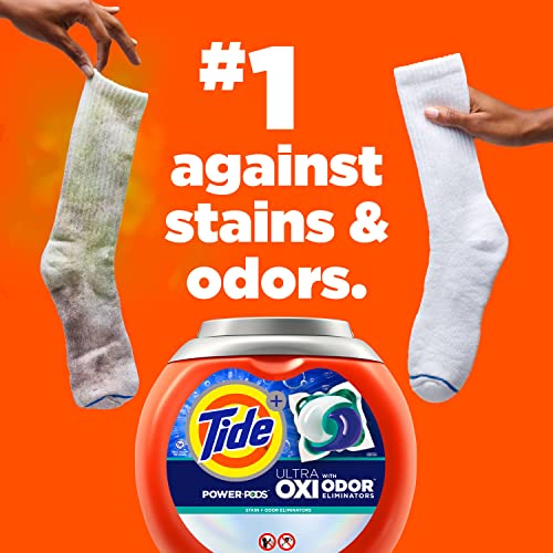 Tide Ultra OXI Power PODS with Odor Eliminators Laundry Detergent Pacs 63 Count For Visible and Invisible Dirt - Image 4