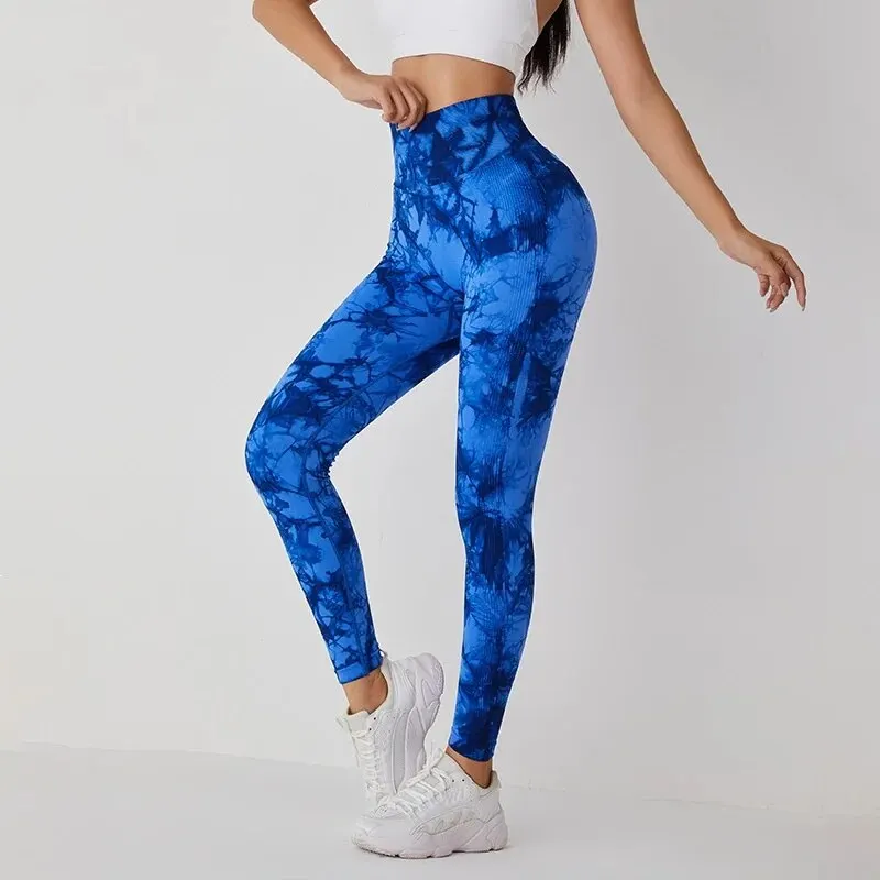 Tie Dye Seamless Leggings for Women High Waist Yoga Pants, Scrunch Butt Lifting Elastic Tights - Image 2