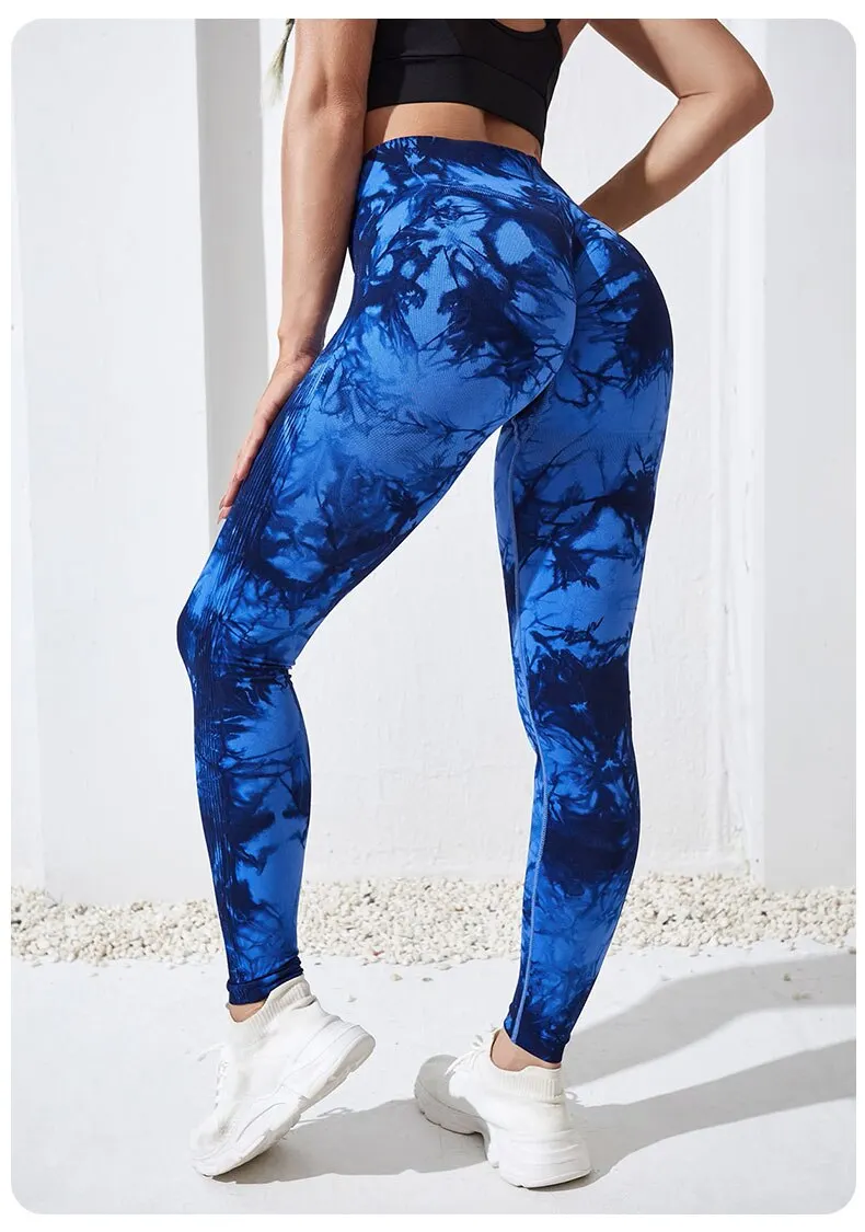 Tie Dye Yoga Pants Sport Leggings 2 Piece Seamless High Waist Push Up Woman Tights Fitness Workout Leggins Gym Clothing - Image 6