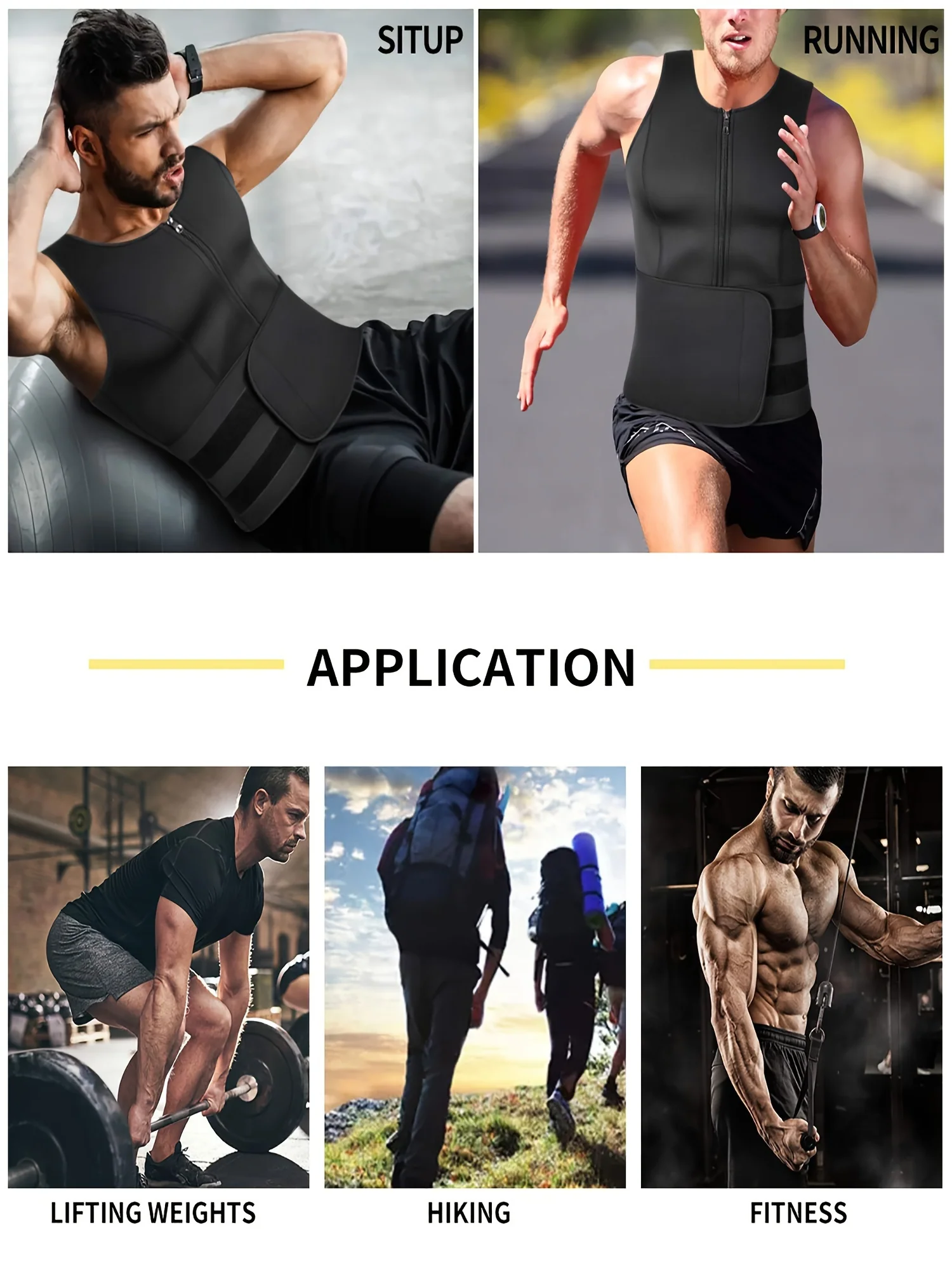 TKPARK Men's Adjustable Compression Tank Top & Waist Trainer - High-Elasticity Workout Shirt with Back Support, Sleeveless Gym Shaper Vest, Zipper Closure & Belt for Fitness Training, Fitness Compression Wear | Sleeveless Tan - Image 6