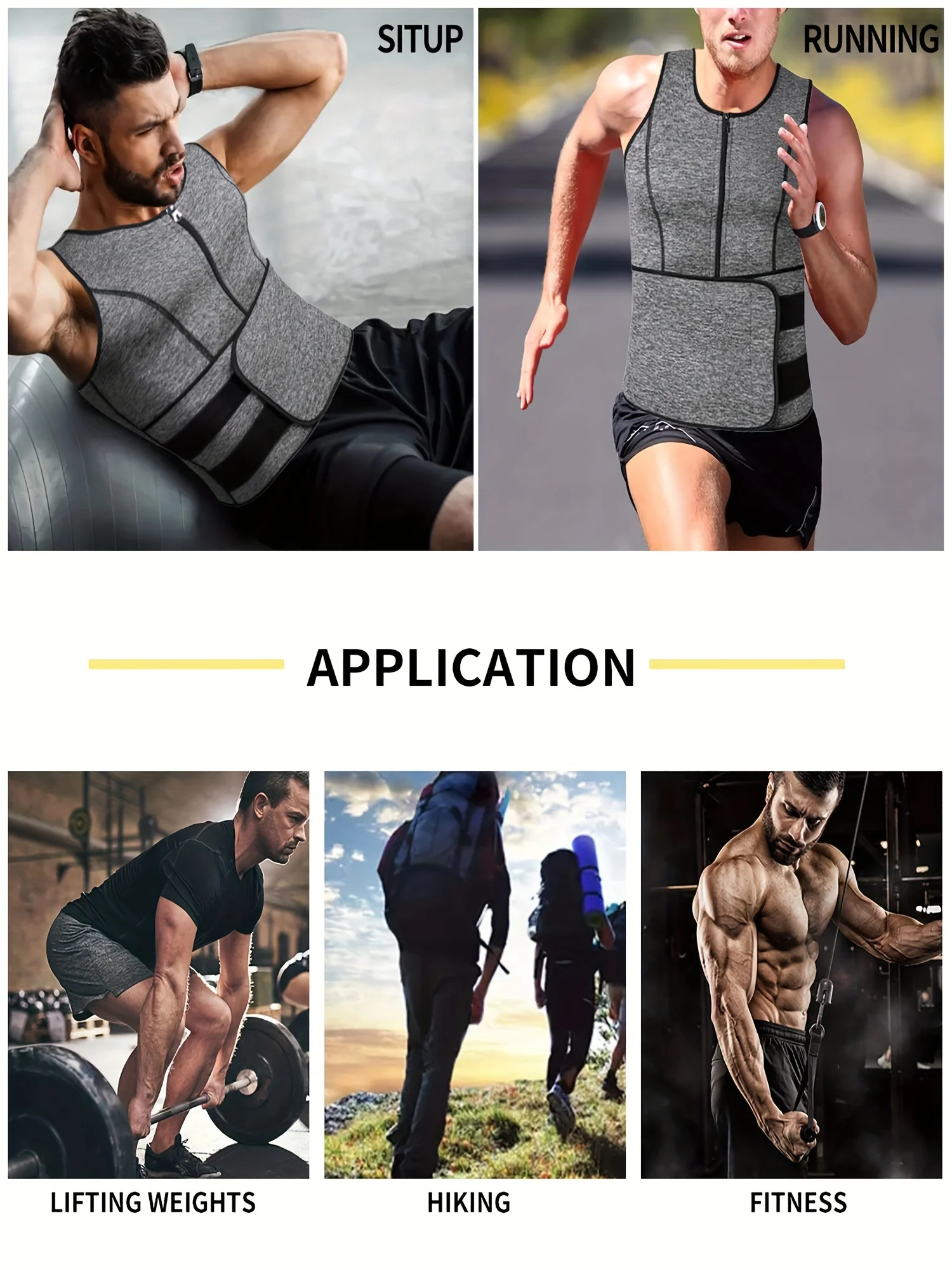 TKPARK Men's Adjustable Compression Tank Top & Waist Trainer - High-Elasticity Workout Shirt with Back Support, Sleeveless Gym Shaper Vest, Zipper Closure & Belt for Fitness Training, Fitness Compression Wear | Sleeveless Tan - Image 7