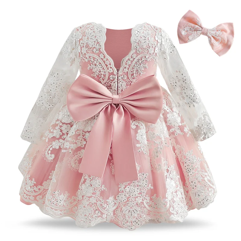 Toddler Baby Girls 1st Birthday Baptism Dresses Embroidered Elegant  Princess Party Gown First Communion Infant Kids Lace Dress - Image 13