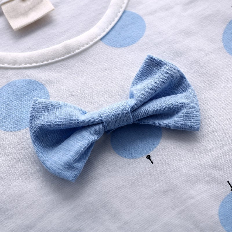 Toddler Baby Girls Summer Sets Print Bowknot 2pcs Girls Summer Set Kids Casual Suit Tracksuit Sweatshirt New - Image 4