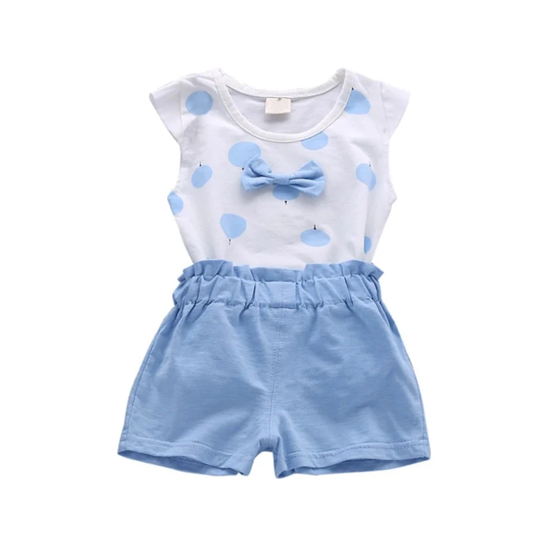 Toddler Baby Girls Summer Sets Print Bowknot 2pcs Girls Summer Set Kids Casual Suit Tracksuit Sweatshirt New - Image 6