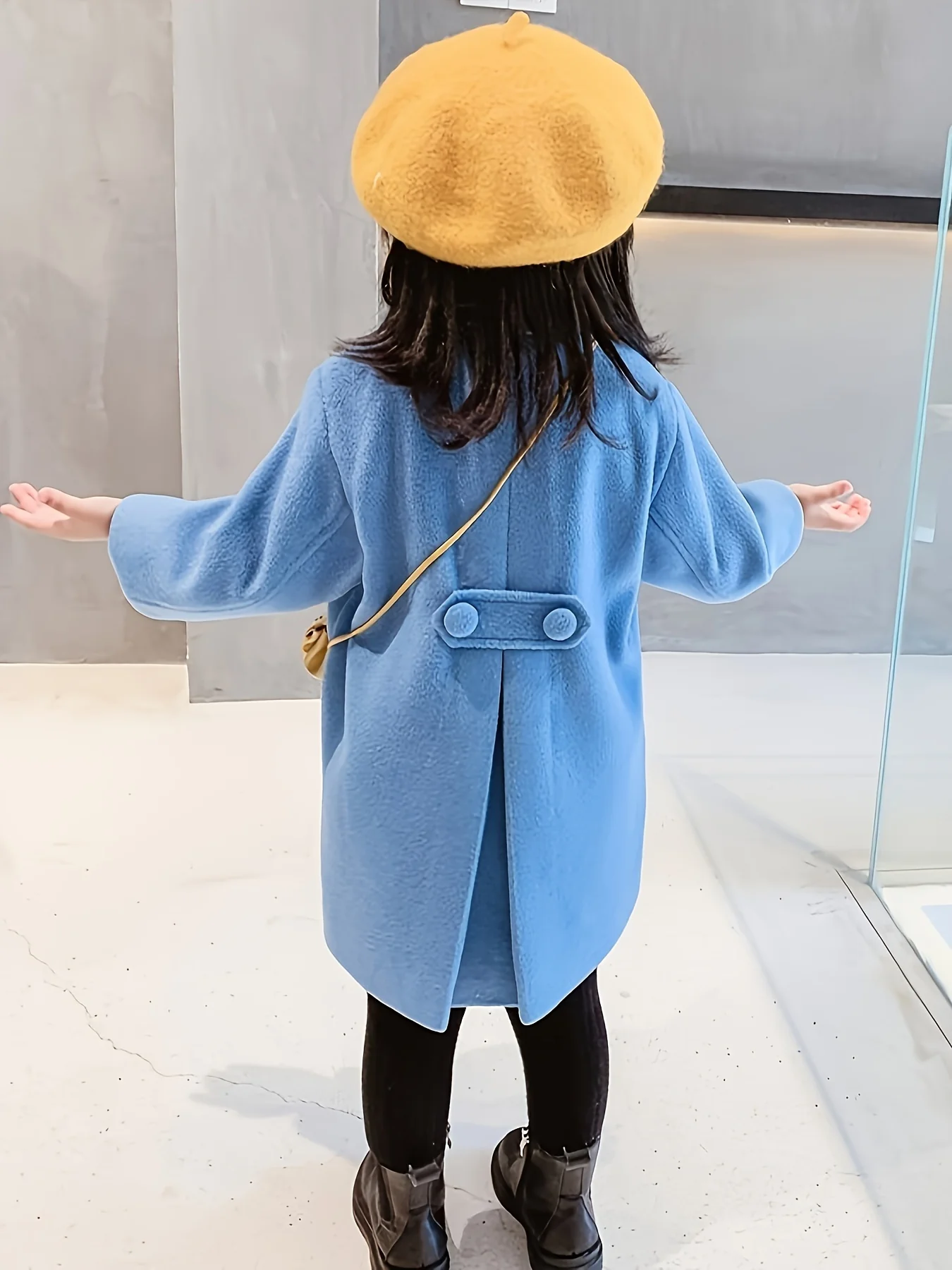 Toddler Girls' Fancy Double Breasted Long Sleeve Winter Coat, Elegant Peacoat Kids Clothing - Image 3