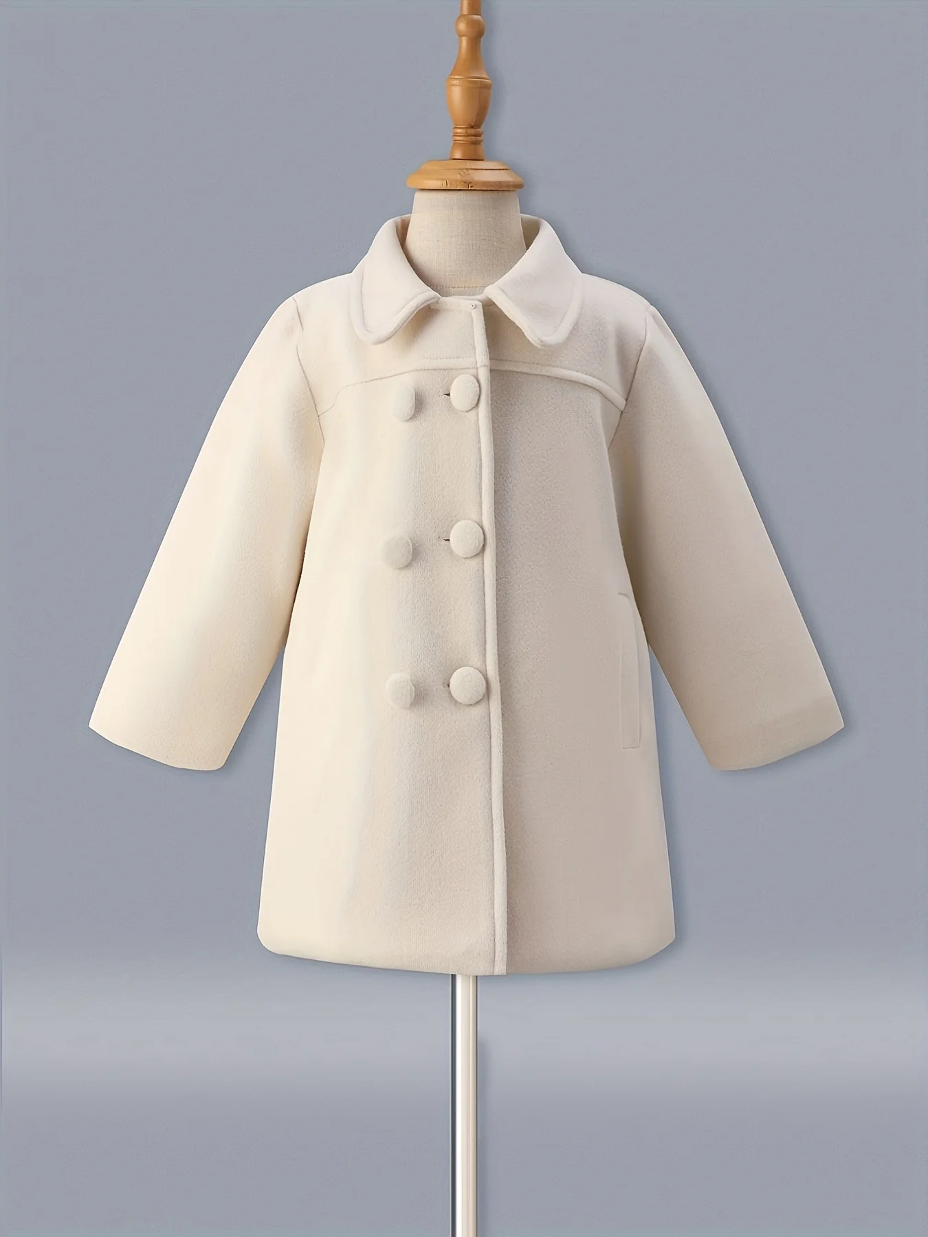 Toddler Girls' Fancy Double Breasted Long Sleeve Winter Coat, Elegant Peacoat Kids Clothing - Image 6