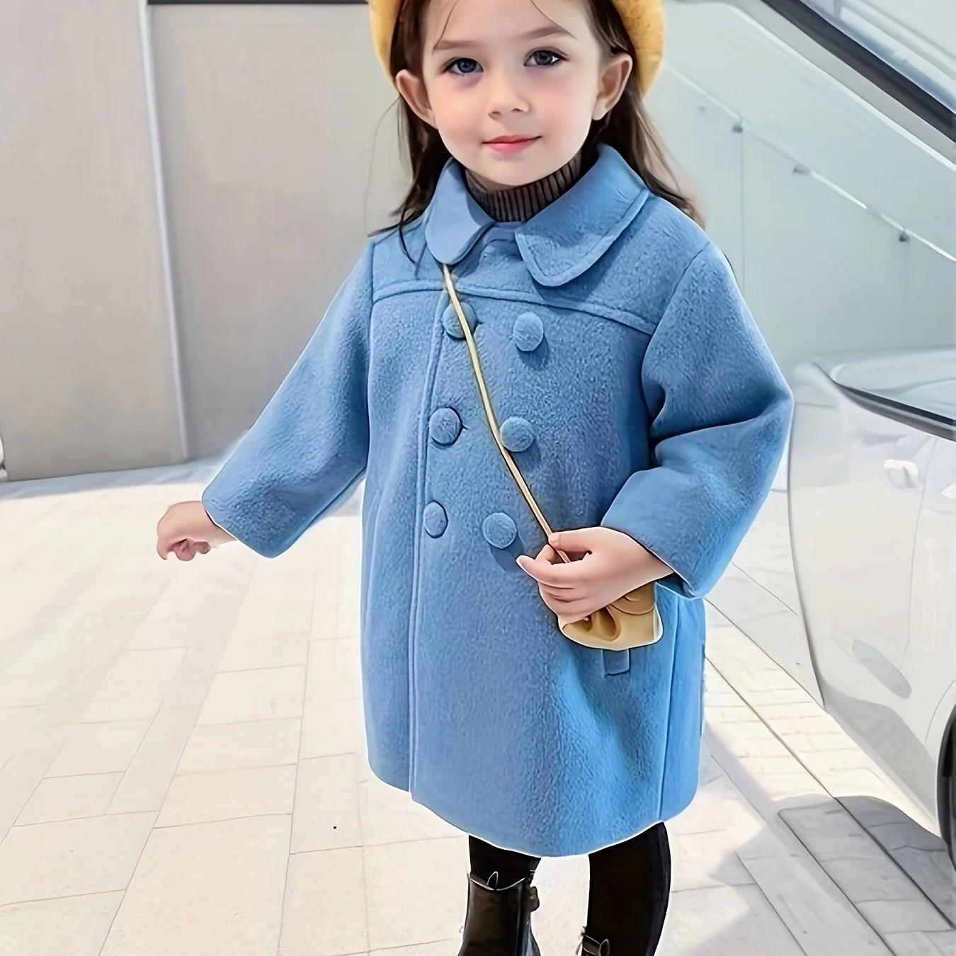 Toddler Girls' Fancy Double Breasted Long Sleeve Winter Coat, Elegant Peacoat Kids Clothing - Image 8