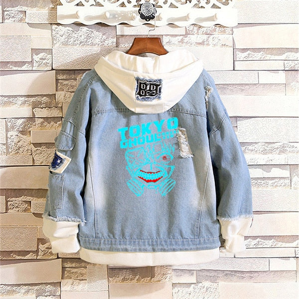 Tokyo Ghoul Women Knitted Sweatshirts Anime Long Jeans Jacket Time Raiders Spring Hooded Cartoon Denim Jackets Fashion Hoodies - Image 3
