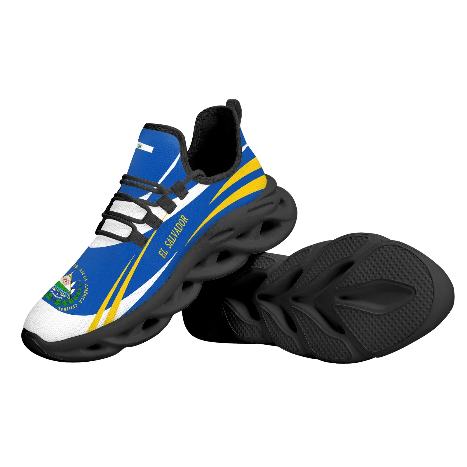 Tonga Design Shock Absorbing Sneakers Couple Fall Lace Up Flats El Salvador Flag Print Running Lightweight Vulcanized Shoes - Image 11