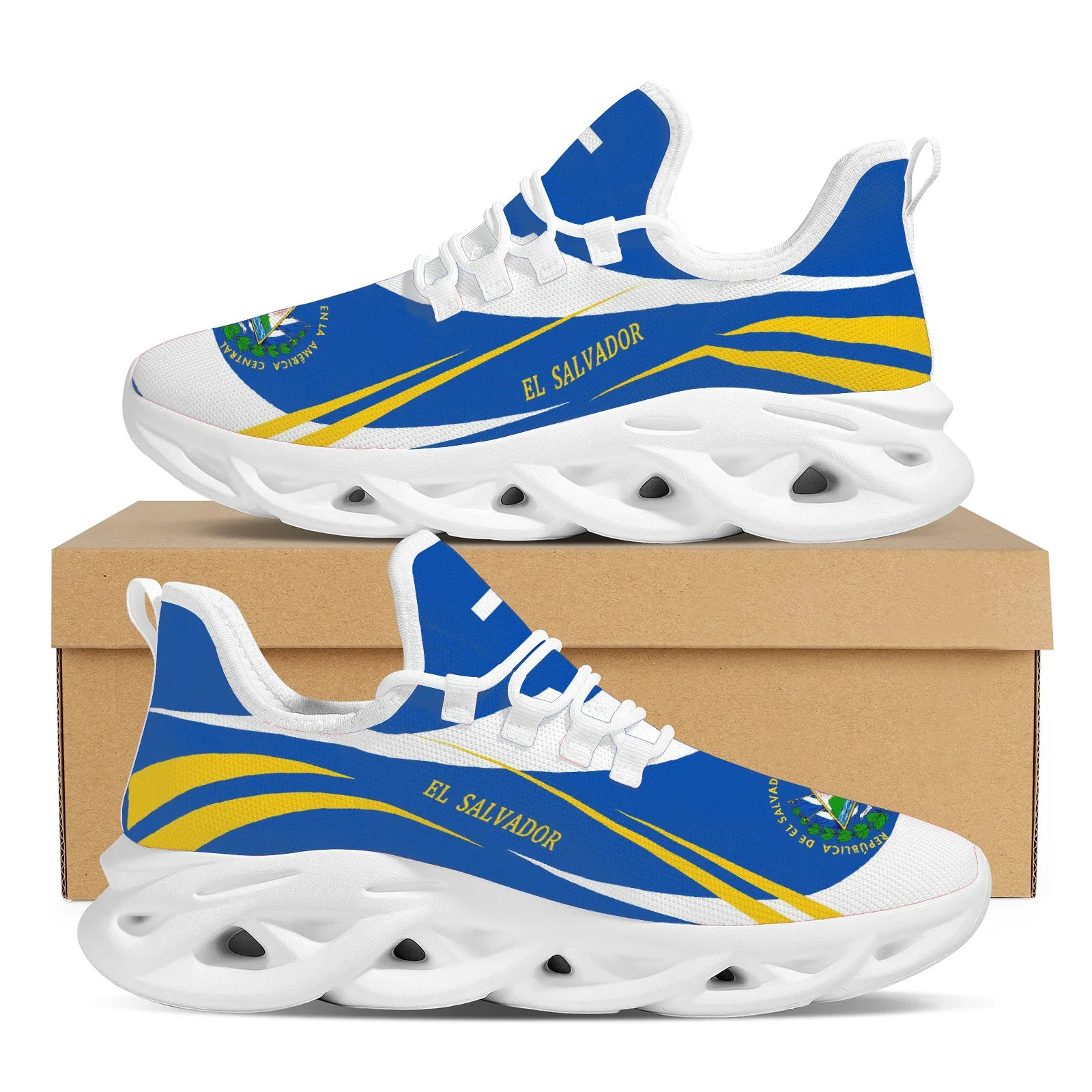 Tonga Design Shock Absorbing Sneakers Couple Fall Lace Up Flats El Salvador Flag Print Running Lightweight Vulcanized Shoes - Image 2