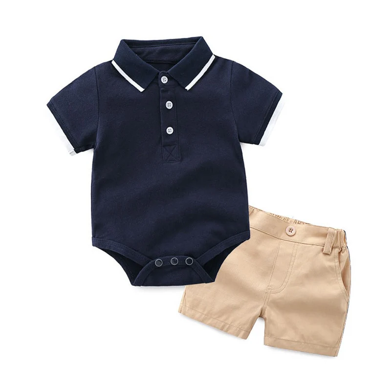 Top and Top Summer Fashion Newborn Boys Formal Clothing Set Cotton Romper Top+ Shorts Baby Gentleman Suit Kids Boys Clothes Sets - Image 4