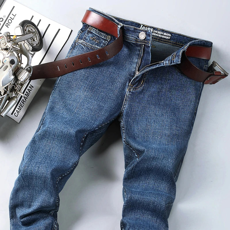 Top Brand Washed Jeans Trousers Four Season Men's High Quality Jeans Business Casual High Waist Denim Pants - Image 3