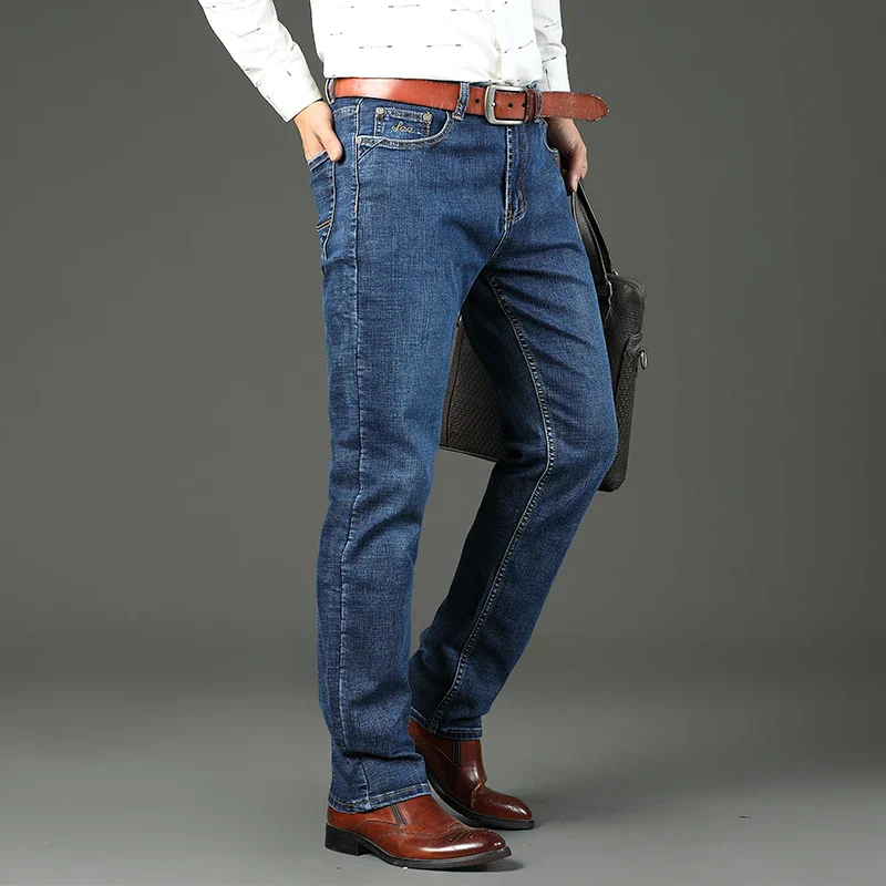 Top Brand Washed Jeans Trousers Four Season Men's High Quality Jeans Business Casual High Waist Denim Pants - Image 4