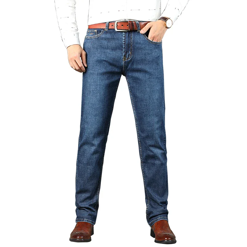 Top Brand Washed Jeans Trousers Four Season Men's High Quality Jeans Business Casual High Waist Denim Pants - Image 5