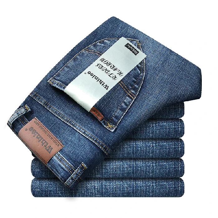 Top Brand Washed Jeans Trousers Four Season Men's High Quality Jeans Business Casual High Waist Denim Pants - Image 6