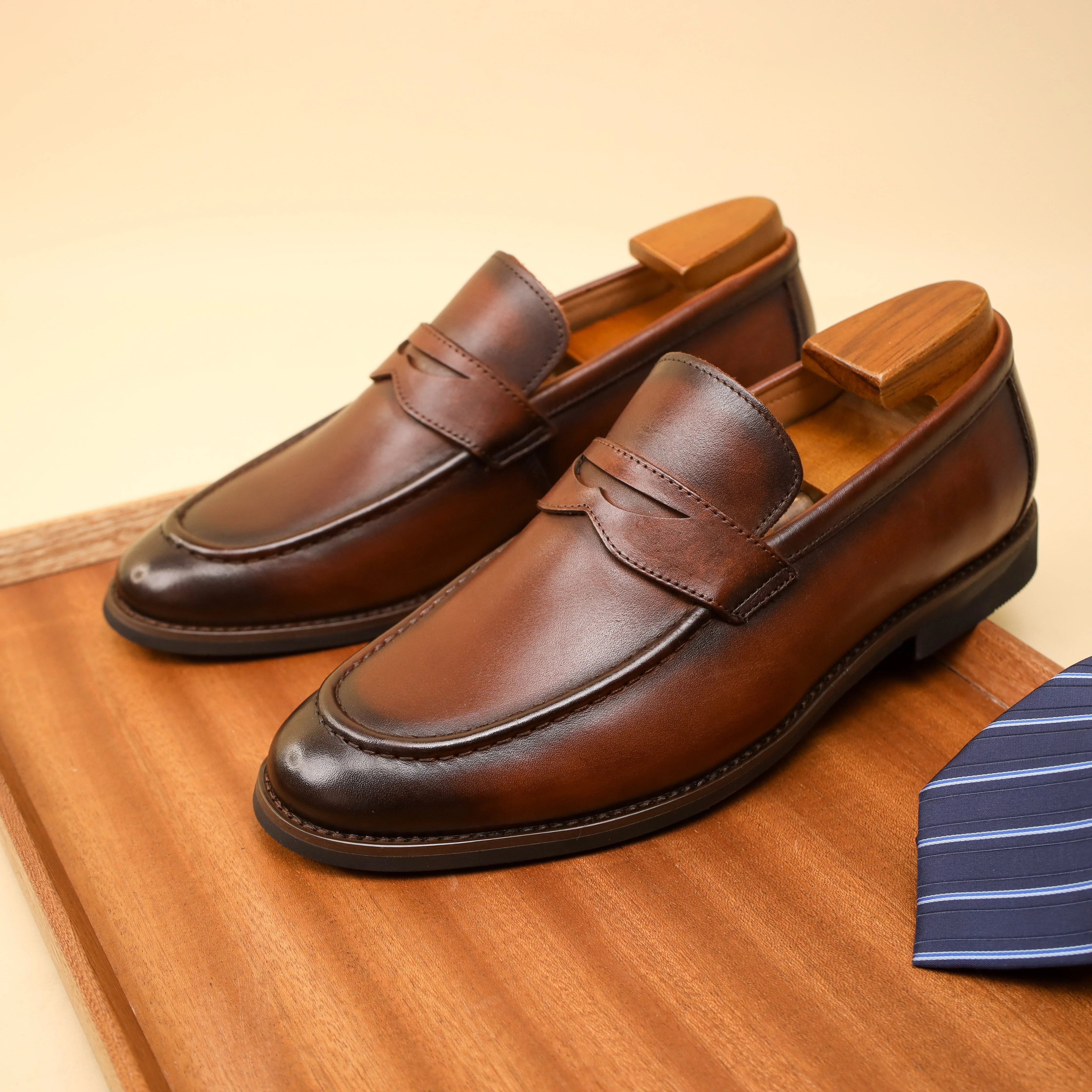 [Top Grain Leather Slip On Loafers] Men's Top Grain Cow Leather Upper Slip On Loafer Shoes, Comfy Non Slip Rubber Sole Casual Dress Shoes, Men's Footwear - Image 11