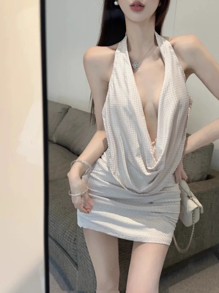 Topanoma Sexy Party Dresses Women Evening Sleeveless Low Cut Halter Slim Backless Cocktail Birthday Clubwear Banquet Fashion - Image 2